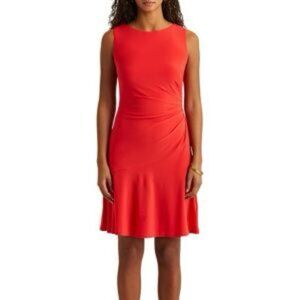 Ralph Lauren Sz 12 Black Label Red Jersey Ruched Dress